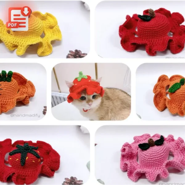 Cat Fruit hat – Crochet PDF Tutorial
